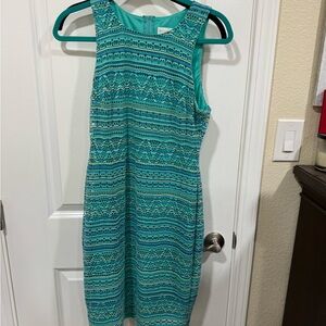 Bisou Bisou Turquoise Patterned Mini Dress